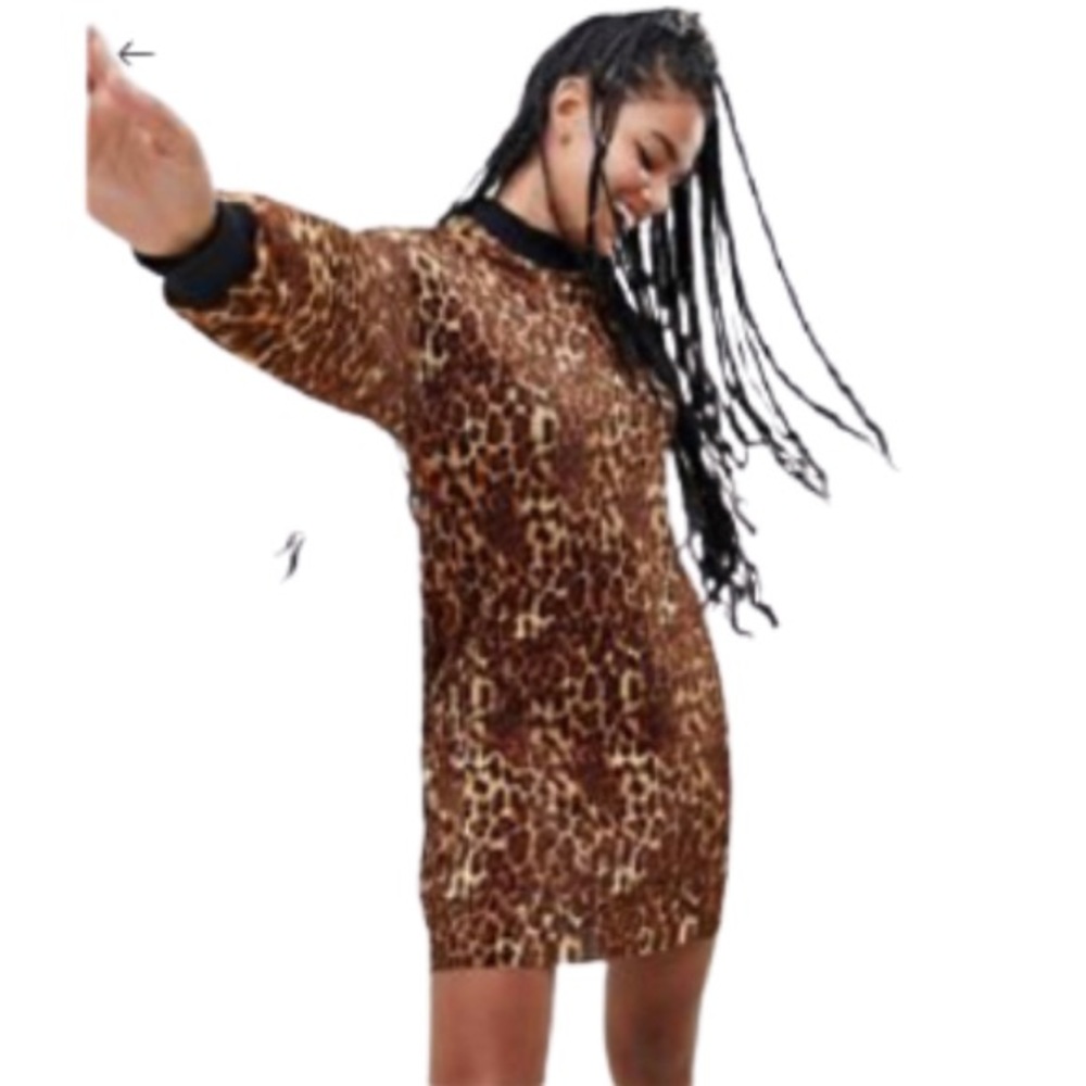 ASOS DESIGN leopard print plisse sweat dress - Leopard print / US 6